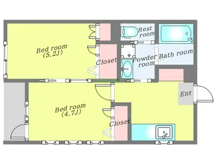 むんびっく(2K/1階)の間取り写真