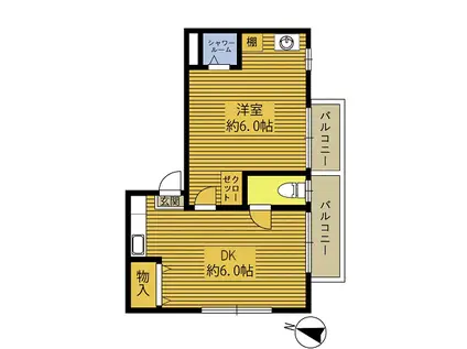 ポッシャモアオアシス(1DK/2階)の間取り写真
