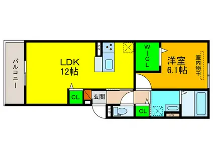 ORCHIDEA 大鳥(1LDK/2階)の間取り写真