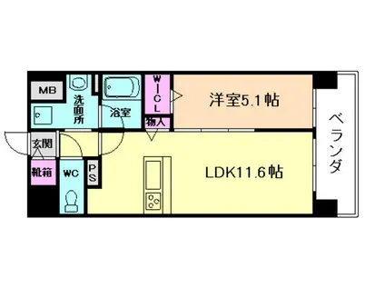 エムズセントラル上新庄(1LDK/3階)の間取り写真