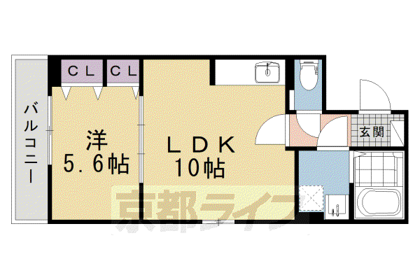 ヒカルサ京都北山栗栖I(1LDK/3階)の間取り写真