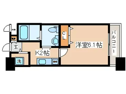 ラウル六甲道(1K/10階)の間取り写真