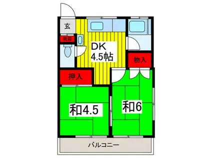 芙蓉荘(2DK/1階)の間取り写真