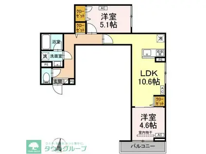 セレスティア中台II(2LDK/2階)の間取り写真