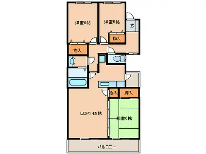 ルミエール貝白(3LDK/2階)の間取り写真