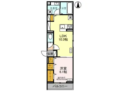 Dアヴァンス高富C棟(1LDK/2階)の間取り写真