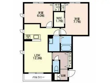 アスター(2LDK/1階)の間取り写真
