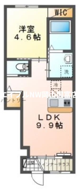 ウィステリアVII(1LDK/1階)の間取り写真