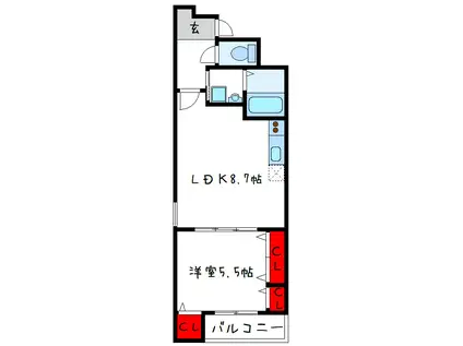 フジパレス加美駅南I番館(1LDK/3階)の間取り写真