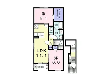 クラシオンA(2LDK/2階)の間取り写真