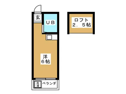 グリーンハイツ白楽(ワンルーム/3階)の間取り写真