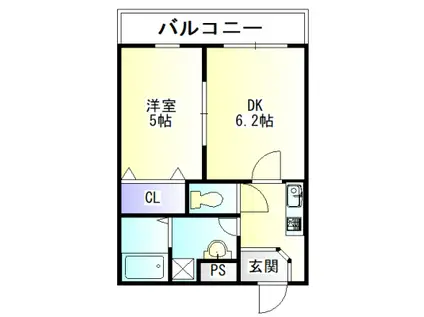 ザ・スカイレジデンス(1DK/2階)の間取り写真