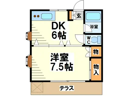 ベルハウス上石原(1DK/2階)の間取り写真