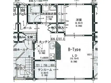 ベルポストM(1LDK/2階)の間取り写真