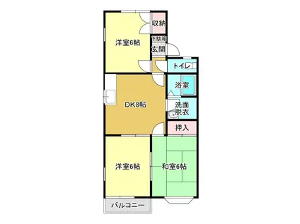 プラザ野本 C(3DK/2階)の間取り写真