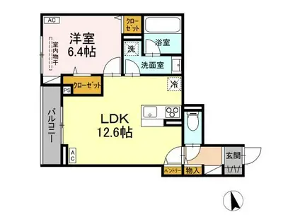 D-ROOM野田町三丁目(1LDK/2階)の間取り写真