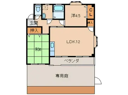 サンハイツ関戸A棟(2LDK/1階)の間取り写真