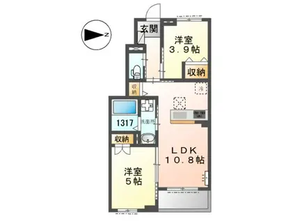サクラーレ長坂(2LDK/1階)の間取り写真