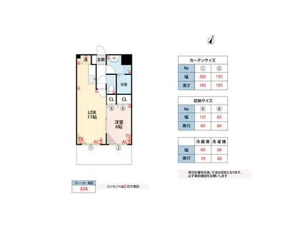 プリマヴェーラ花の木(1LDK/3階)の間取り写真