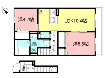 プレミエール上石原(2LDK/2階)の間取り写真