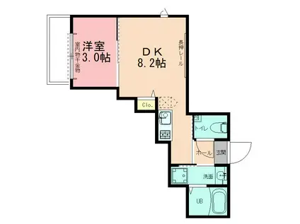 カーサフェリーチェ大船観音(1DK/3階)の間取り写真