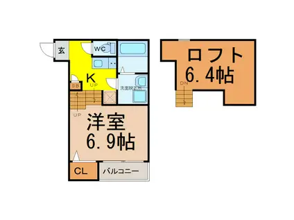 AURAM千種(1SK/2階)の間取り写真