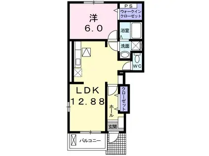 オアシスフォーエバー・S(1LDK/1階)の間取り写真