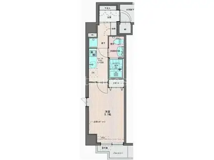 ヴィルフォーレ新宿(1K/2階)の間取り写真