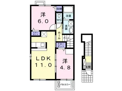 グラン ソレイユ(2LDK/2階)の間取り写真