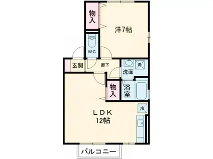 グランモア佐竹A(1LDK/2階)の間取り写真