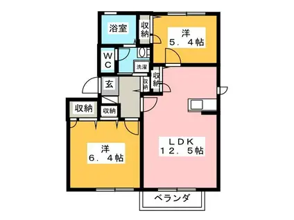 ラックフィールド(2LDK/2階)の間取り写真
