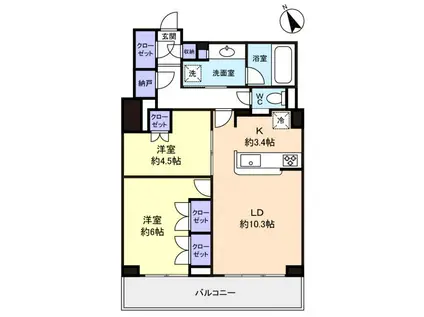 パークタワー八千代緑が丘(2LDK/21階)の間取り写真