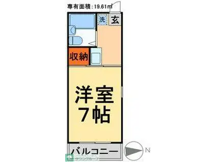 東コーポ(1K/1階)の間取り写真