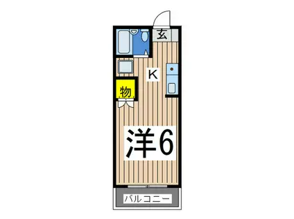 スカイハイツ朝比奈(1K/2階)の間取り写真