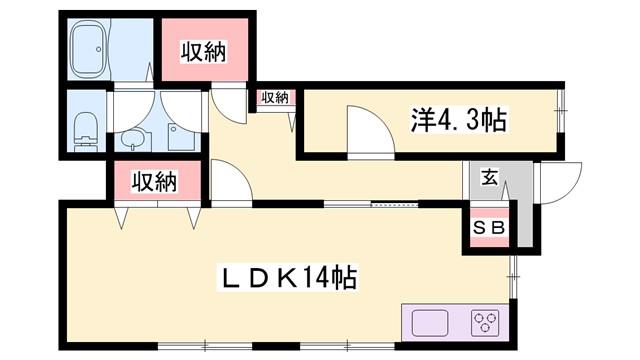 リリ・ハウス(1SLDK/1階)の間取り写真