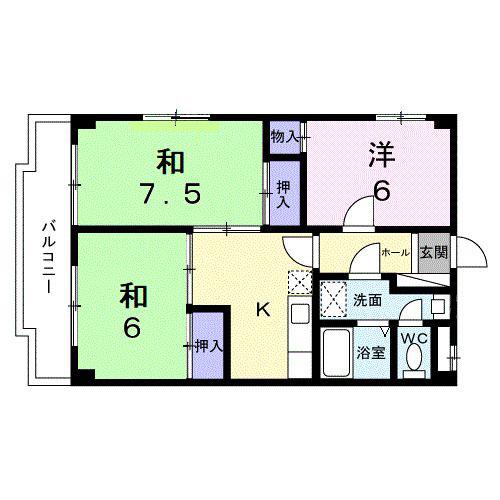 メゾンクレスト(3K/4階)の間取り写真