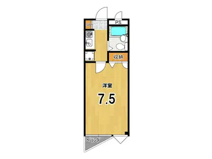 アップルハイツ(1K/3階)の間取り写真