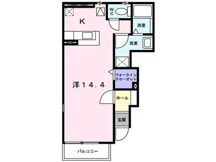 エスポワールパレスII(1K/1階)の間取り写真