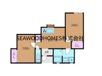 サマームーン(2DK/1階)の間取り写真