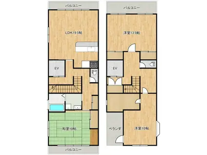 井口ビル(3LDK/3階)の間取り写真