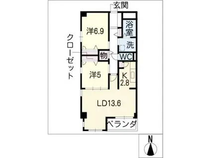 ルミナス(2LDK/1階)の間取り写真