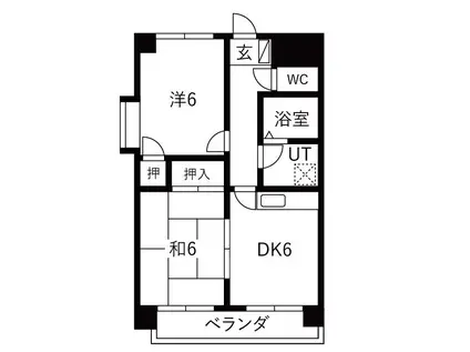 ルミエール東大高(2DK/3階)の間取り写真