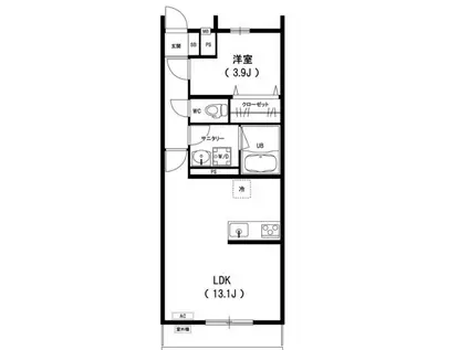 リブリ・MONTANAII(1LDK/1階)の間取り写真