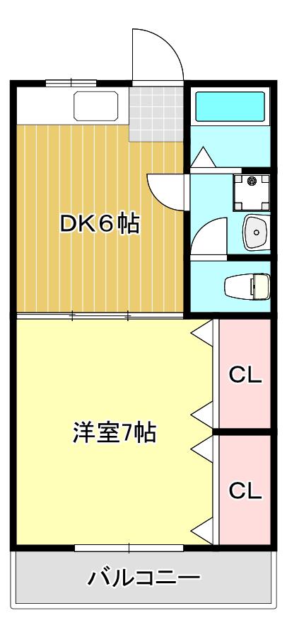 サンモール塩屋(1DK/1階)の間取り写真