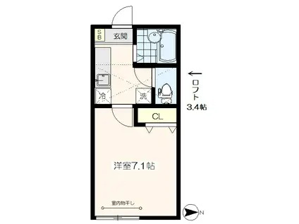 コンフォート豊玉(1K/2階)の間取り写真