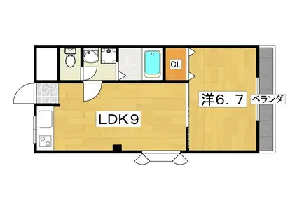 MKハイツ(1LDK/4階)の間取り写真