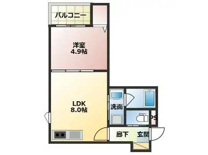 クリサンス(1LDK/3階)の間取り写真