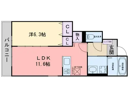 グランチェスタII(1LDK/1階)の間取り写真