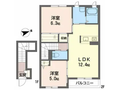 ドリームフォレストS(2LDK/2階)の間取り写真
