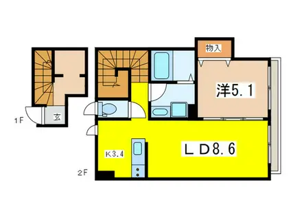 ヴィンテージ高松(1LDK/1階)の間取り写真